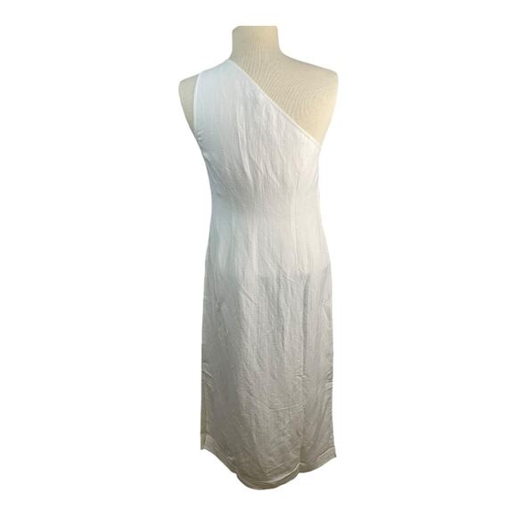 Madewell One-Shoulder Linen Blend Midi Dress in Lighthouse White Size 4 NWT - Picture 9 of 12